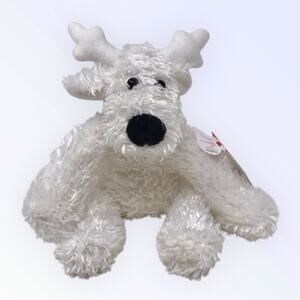 Hallmark NWT Blitzen Reindeer 10" Beanie Plush White & Silver
